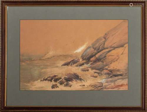 John A. Brown Attr. Coastal Landscape Watercolor
