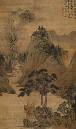 文征明（1470-1559）·松荫飞泉 绢本设色 立轴