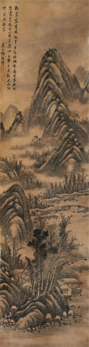 陈继儒（1558-1639）·秋山读书图 纸本水墨 立轴
