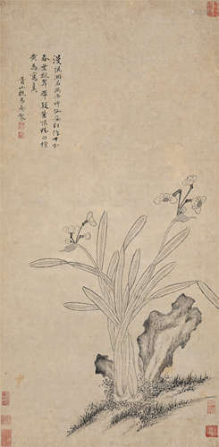 项圣谟（1597-1658）·水仙幽石图（金望乔旧藏） 纸本水墨 立轴