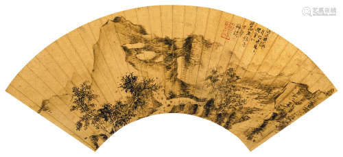 梅清（1623-1697）·仿米家山水 金笺水墨 扇面