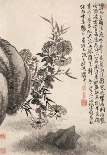 石涛（1642-约1707）·菊石图 纸本水墨 立轴