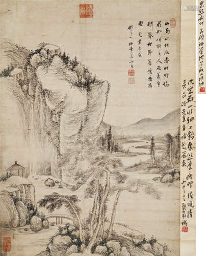 沈宗敬（1669-1735）·仿董其昌山水（吴昌硕、吴冠南旧藏） 纸本水墨 立...