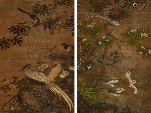 吕纪（1477-?）·花鸟对屏（日本回流） 绢本设色 立轴