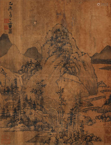 蓝瑛（1585-1664）·仿黄公望笔意山水 绢本水墨 镜芯