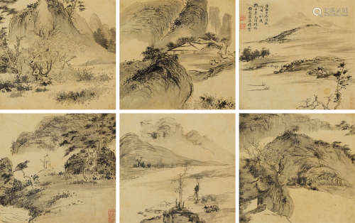 吴伟业（1609-1672）·仿古八开山水册页（海外回流） 纸本水墨 册页