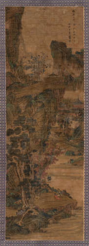 蓝瑛（1585-1664）·仿赵子昂笔意 绢本设色 立轴