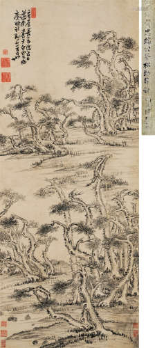 黄道周（1585-1646）·苍松劲节图 纸本水墨 立轴