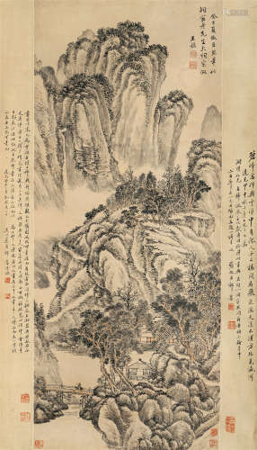 王鉴（1598-1677）·溪山访友图（杜文澜、潘正炜递藏） 纸本设色 立轴