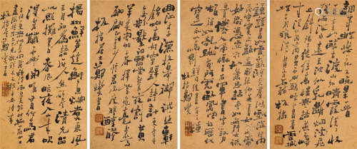 郑板桥（1693-1765）·行书自作诗四帧 纸本水墨 镜芯