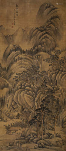 罗牧（1622-1705）·溪山高隐 绢本水墨 立轴