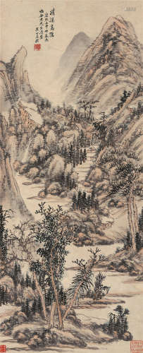 王揆（1619-1696）·清溪高隐 纸本设色 立轴