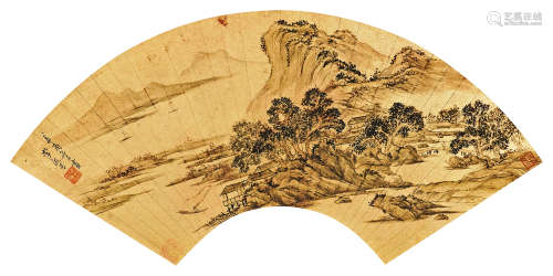 李流芳（1575-1629）·秋江泛影 金笺水墨 镜芯