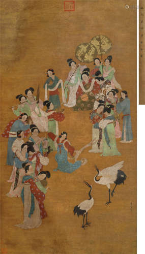 姚允在（明）·仿唐人夜宴图（北京文物公司旧藏） 绢本设色 立轴