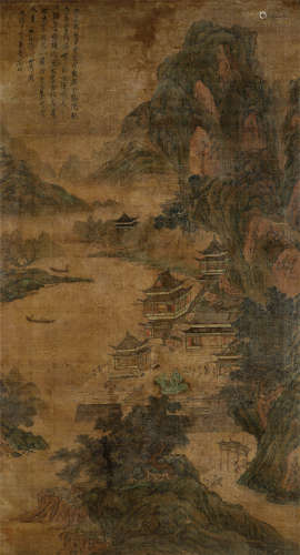 文征明（1470-1559）·仙山楼阁图（文津书院收藏证） 绢本设色 立轴