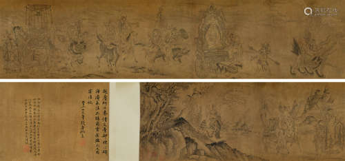李公麟（1049-1106）·罗汉图 纸本水墨 手卷