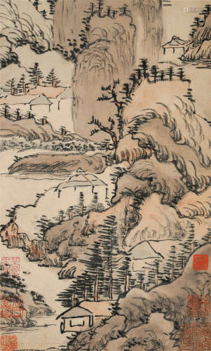 傅山（1607-1684）·为密翁作春山幽居图（吴湖帆旧藏） 纸本水墨 立轴
