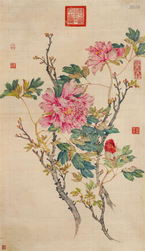 慈禧（1835-1908）·富贵清供图 绢本设色 立轴