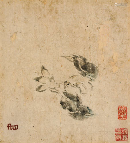 朱耷（1626-约1705）·白荷图（出版、展览） 清康熙年间开化纸本 镜芯