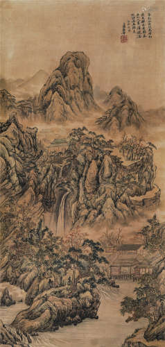 黎简（1747-1799）·春溪风雨欲来时 绢本设色 立轴