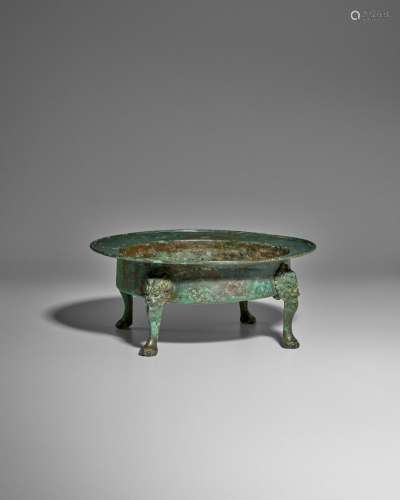 AN ANCIENT BRONZE FOOTED BRAZIER   Liao dynasty