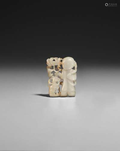 A WHITE JADE OPENWORK 'BOY' PENDANT Song dynasty