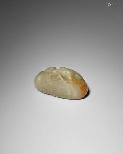 A CELADON JADE PEBBLE-CARVING OF A DUCK 18th-19th century