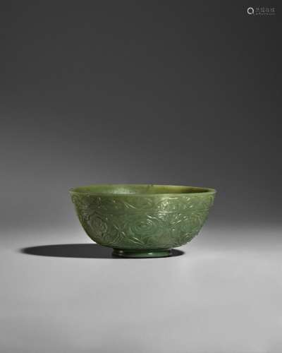 A MUGHAL STYLE GREEN JADE BOWL Qianlong - Jiaqing period, ci...