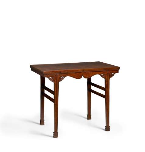 【Y】A HUANGHUALI RECESSED-LEG WINE TABLE, JIUZHUO Ming dynast...