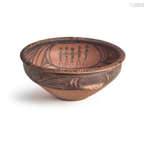 AN EXTREMELY RARE NEOLITHIC BLACK-PAINTED RED POTTERY 'ITHYP...