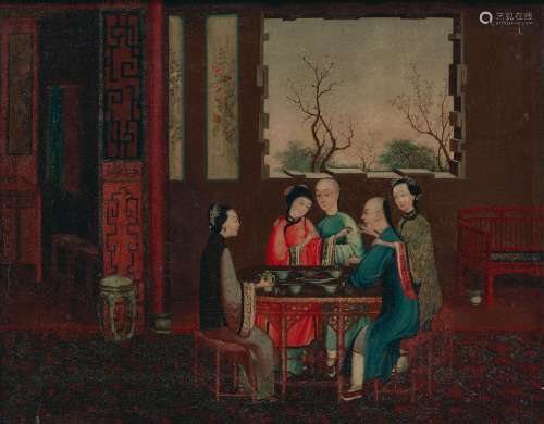 A PAIR OF SPRING AND SUMMER CHINESE EXPORT PAINTINGS  Anonym...