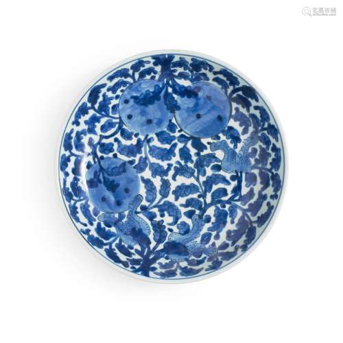 A BLUE AND WHITE 'FRUIT AND FLOWER' DISH Kangxi period