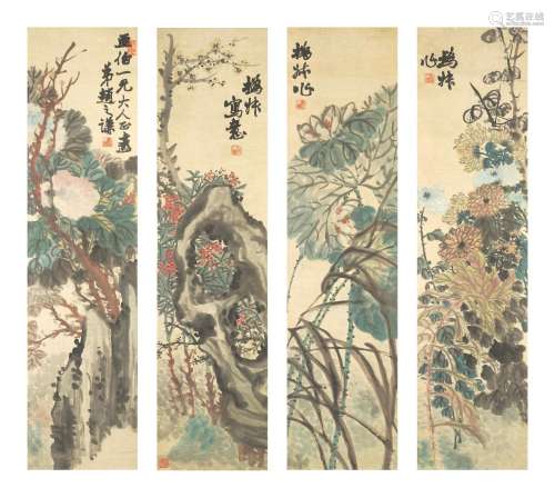 Zhao Zhiqian (1829-1884)  Flowers of the Four Seasons