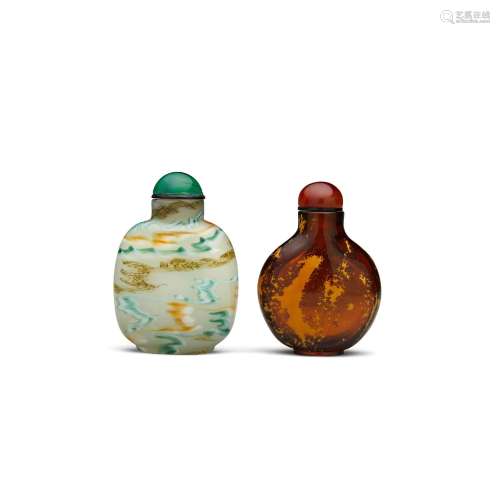 TWO GLASS SNUFF BOTTLES 1780-1900 (2)