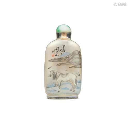 AN INSIDE-PAINTED GLASS 'FIGURAL' SNUFF BOTTLE Zhou Shaoyuan...