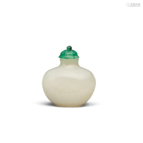 AN IMPERIAL WHITE NEPHRITE SNUFF BOTTLE  Imperial, attribute...