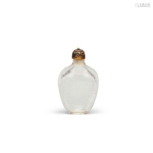 A 'CRIZZLED' CLEAR GLASS SNUFF BOTTLE  Imperial, attributed ...