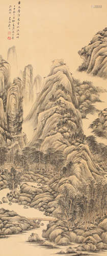 顾沄 山水 纸本设色立轴