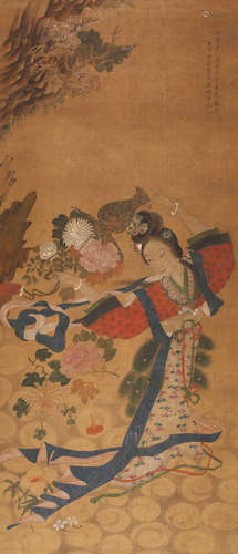 改琦 天女散花 纸本设色镜片