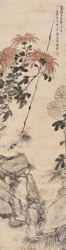 陈鸿寿 菊石图 纸本设色立轴