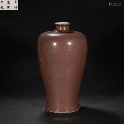 CHINESE QING DYNASTY PLUM BOTTLE WITH RED GLAZE