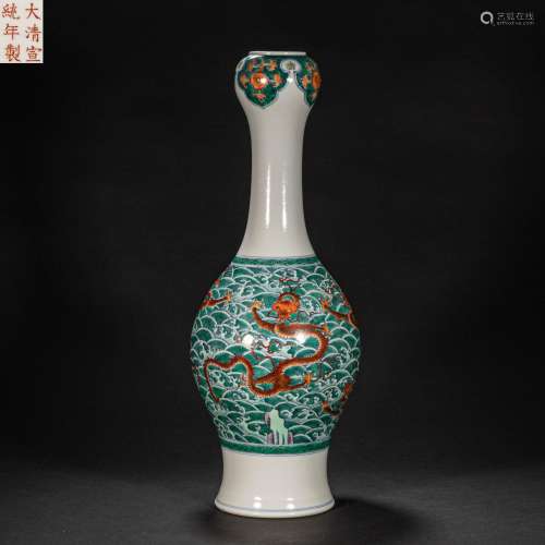 CHINESE PASTEL VASE FROM QING DYNASTY