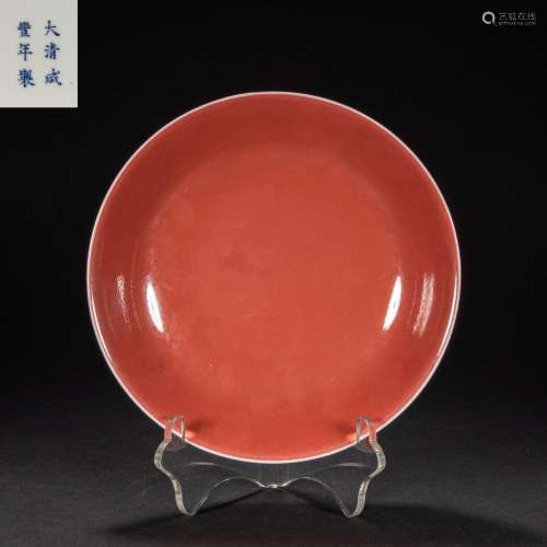CHINESE QING DYNASTY RED GLAZE PLATE