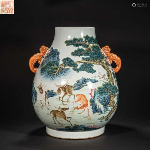 CHINESE PASTEL VASE FROM QING DYNASTY