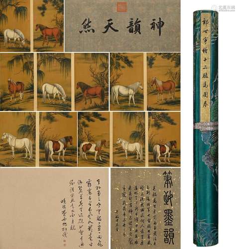 LONG SCROLL OF BEFORE MING DYNASTY CHINESE PAINTING AND CALL...