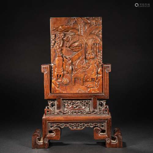 CHINESE BOXWOOD INSERT SCREEN OF QING DYNASTY