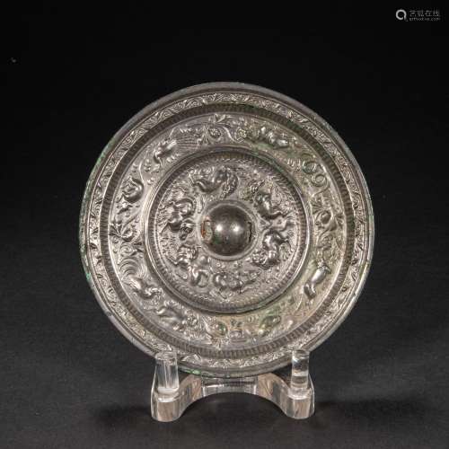 BEFORE MING DYNASTY CHINESE BRONZE MIRROR