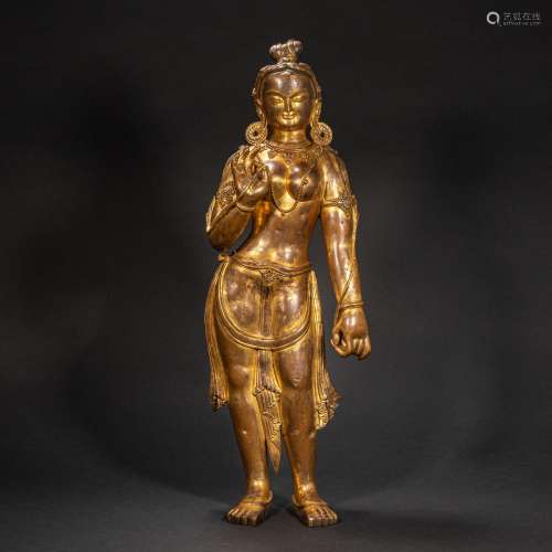 CHINESE GILT BRONZE BUDDHA STATUE