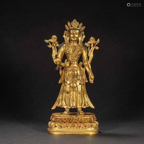 CHINESE GILT BRONZE BUDDHA STATUE