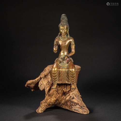 CHINESE GILT BRONZE BUDDHA STATUE